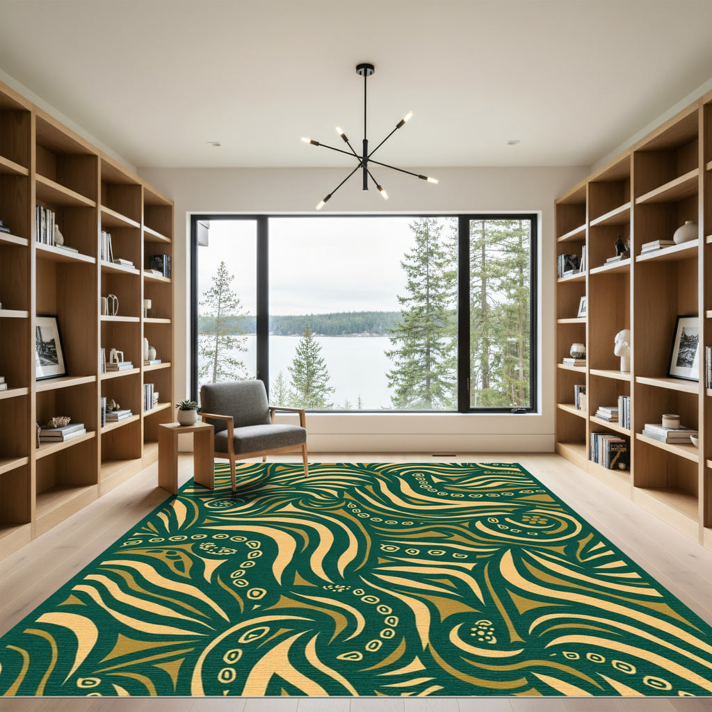 Jade Gold Organic Swirl Rug