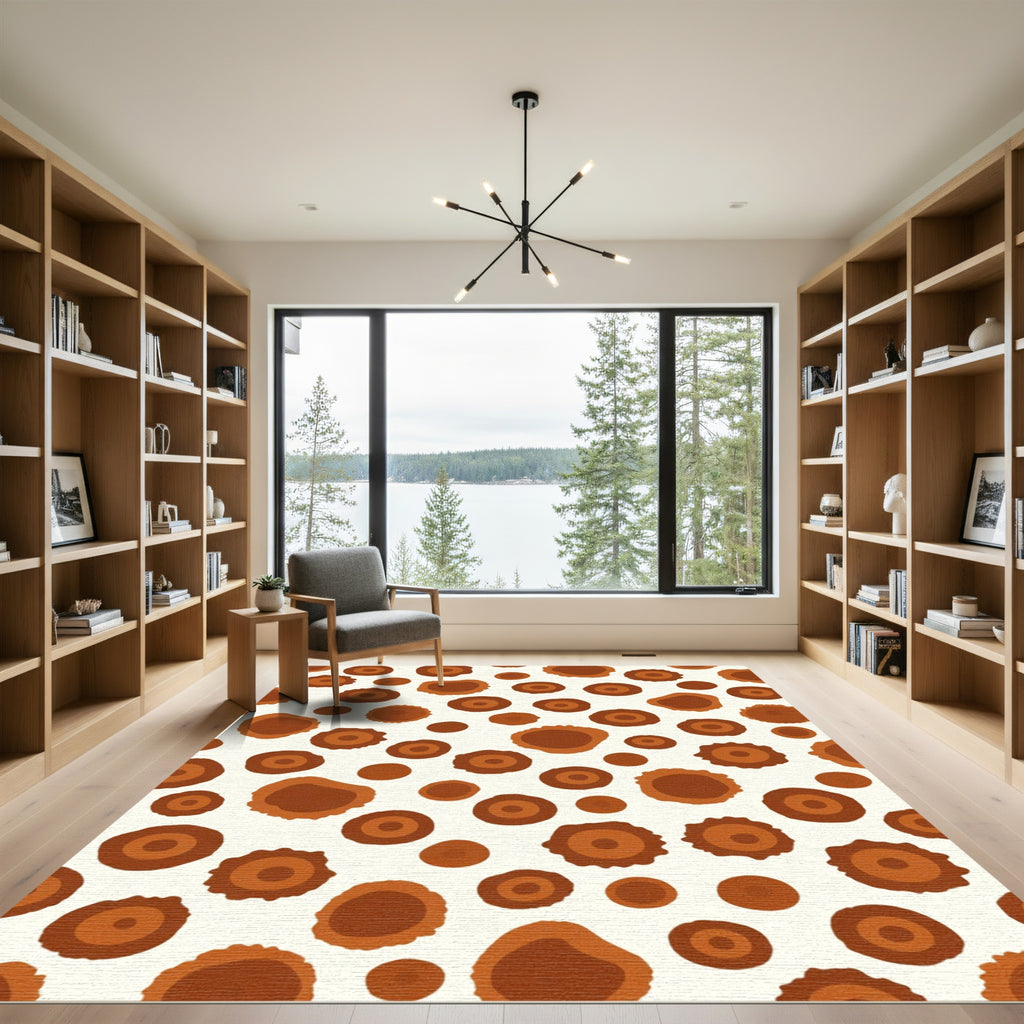 Brown Sunburst Polka Dot Rug