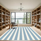 Classic Blue Cream Stripe Rug