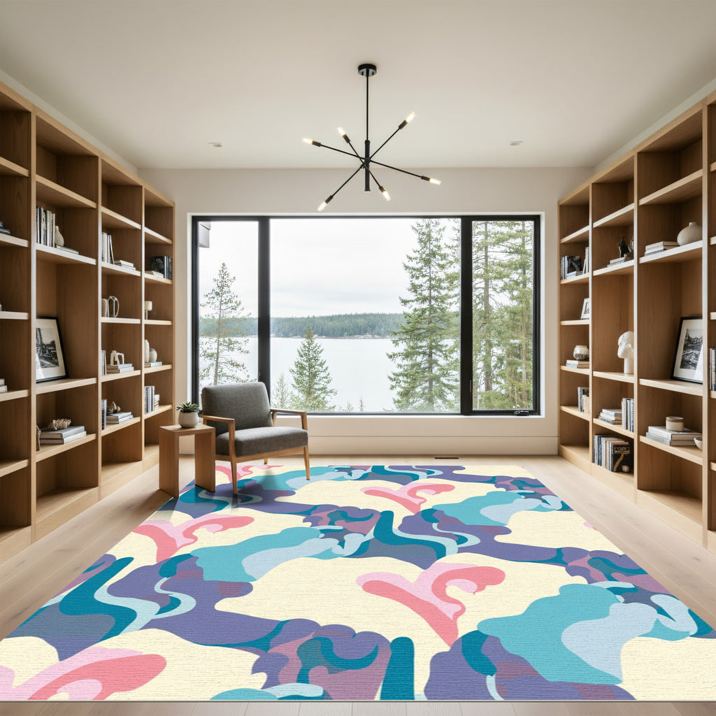 Pastel Organic Swirls Flowing Abstract Rug
