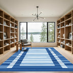 Deep Blue Horizontal Stripes Rug