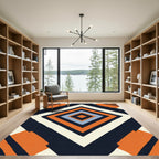 Orange Navy Diamond Composition Rug