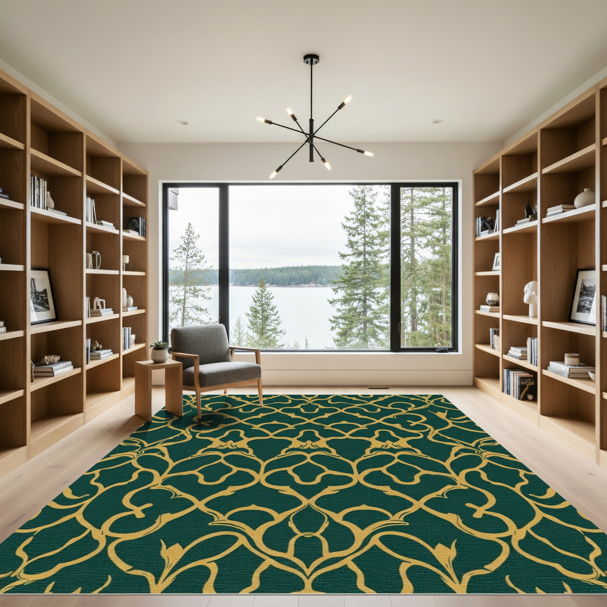 Emerald Gold Ornate Scroll Rug