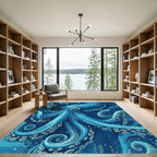 Deep Blue Octopus Swirl Ocean Rug