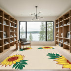 Bright Yellow Sunflower Border Rug