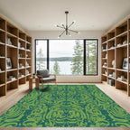Emerald Green Baroque Swirl Rug
