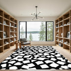 Abstract Black White Geometric Composition Rug