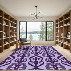 Ornate Regal Damask Plum Rug