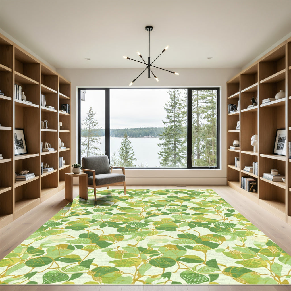 Verdant Leafy Vines Botanical Rug