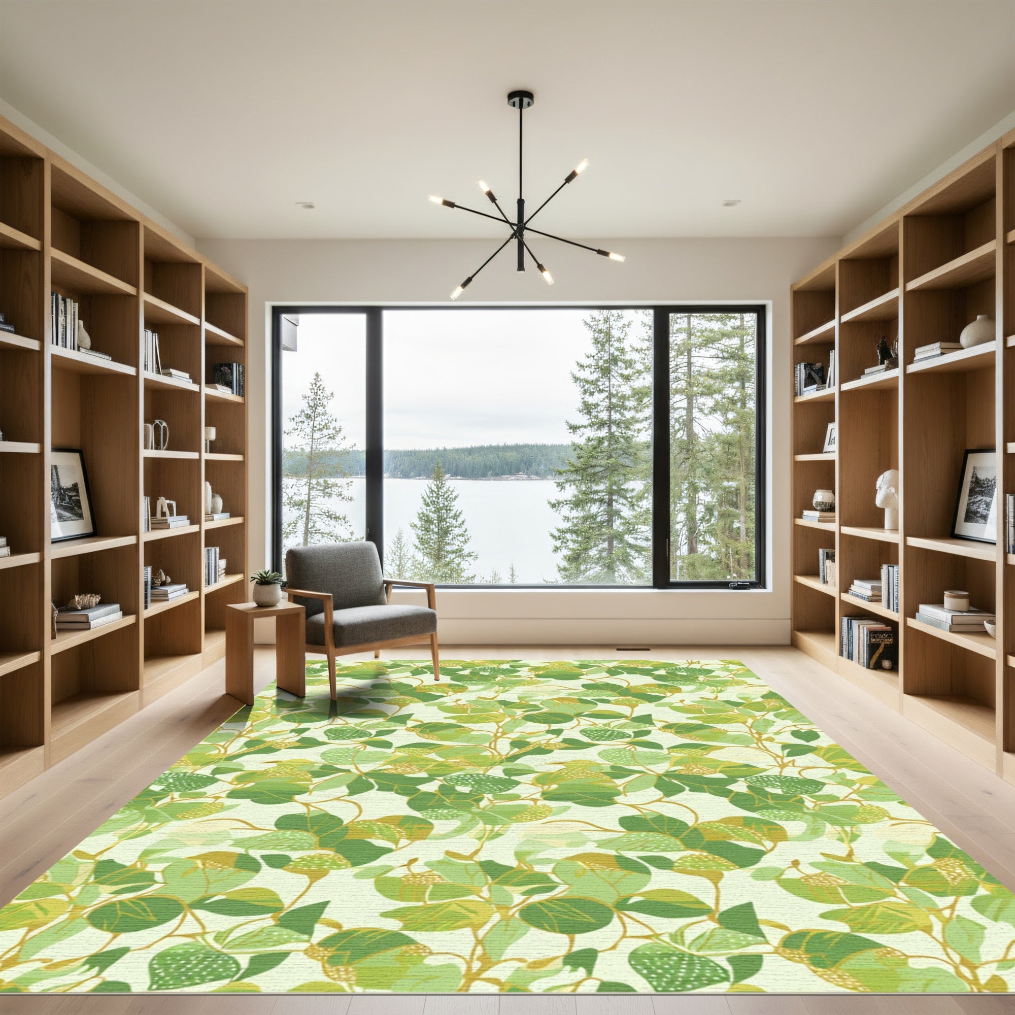 Verdant Leafy Vines Botanical Rug