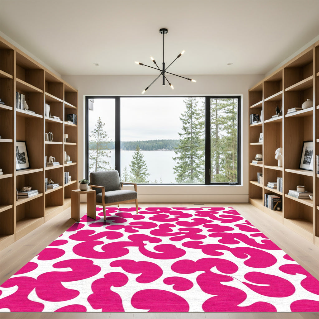 Vibrant Pink Blob Animal Print Rug