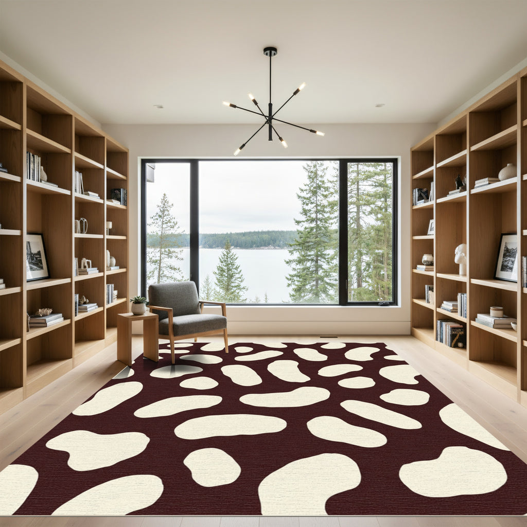 Brown Cream Organic Blotches Rug
