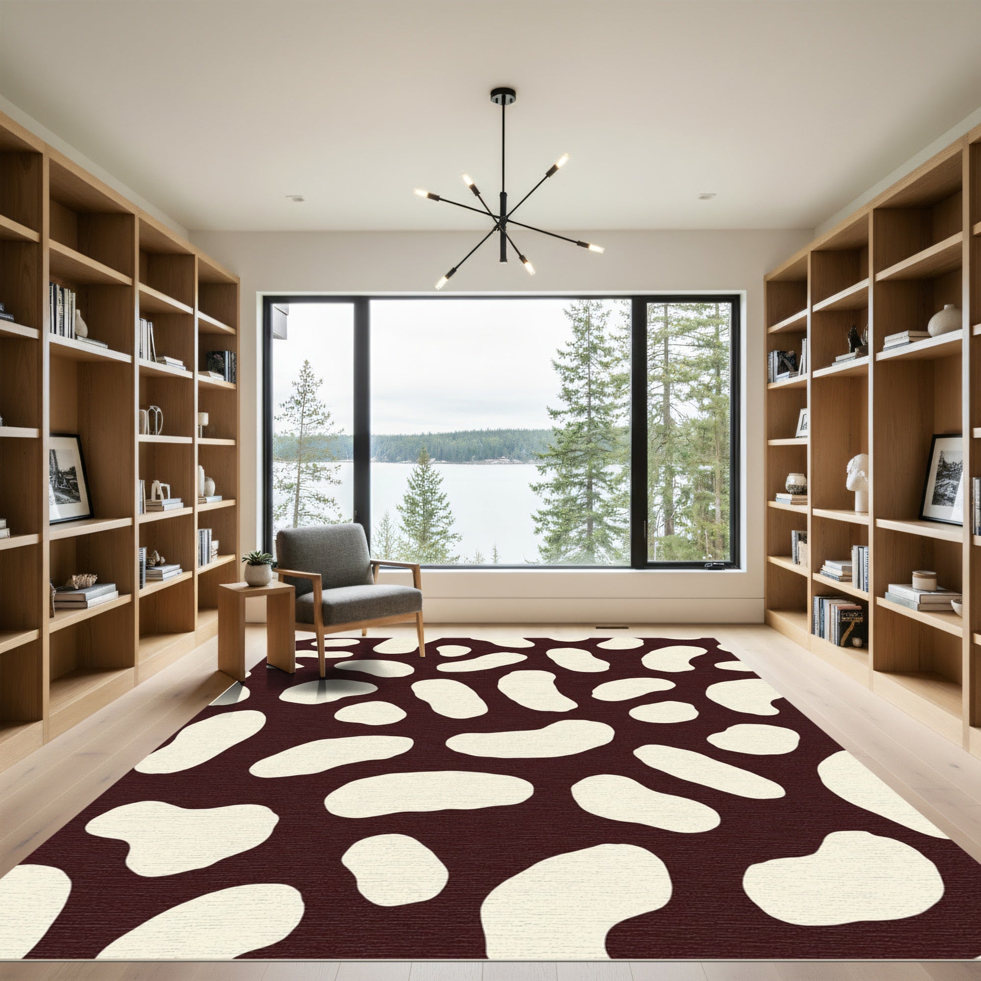 Brown Cream Organic Blotches Rug