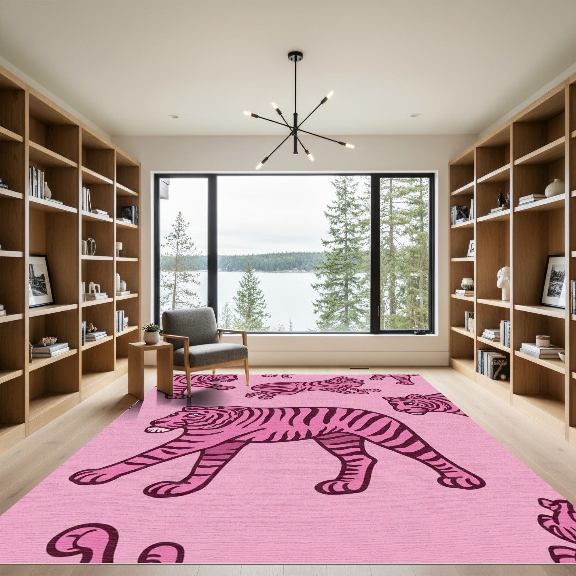 Pink Tigers All Over Rug