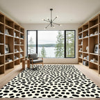 Cream Black Scattered Oval Dots Rug