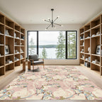 Soft Blush Abstract Figure Arrangement Rug