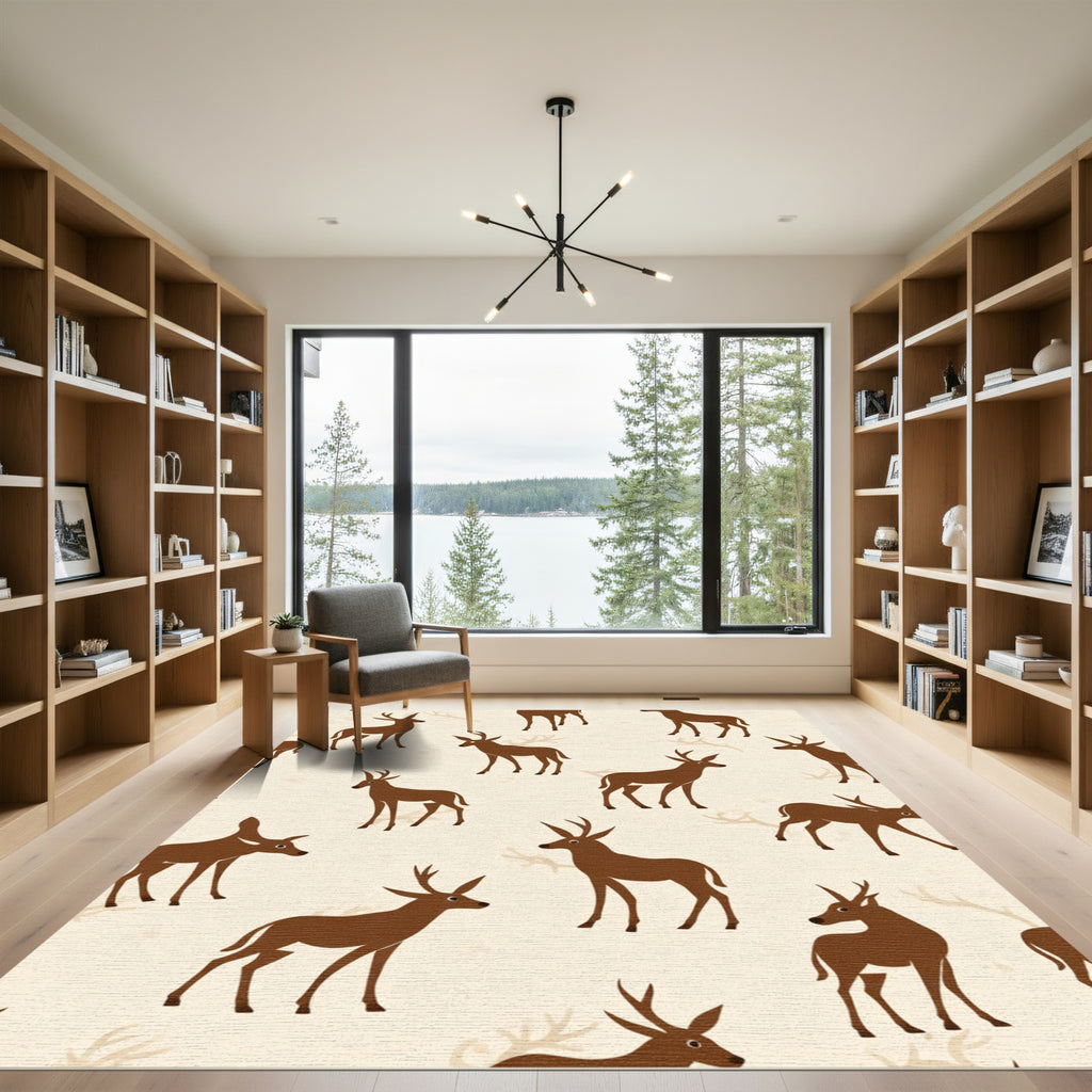 Brown Deer Repeating Pattern Background Rug