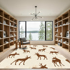 Brown Deer Repeating Pattern Background Rug