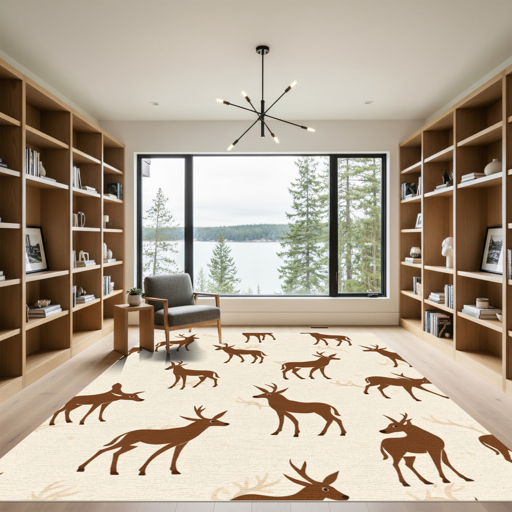 Brown Deer Repeating Pattern Background Rug
