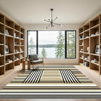 Modern Tan Stripe Contemporary Accent Rug