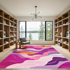 Vivid Magenta Abstract Wavy Stripes Rug