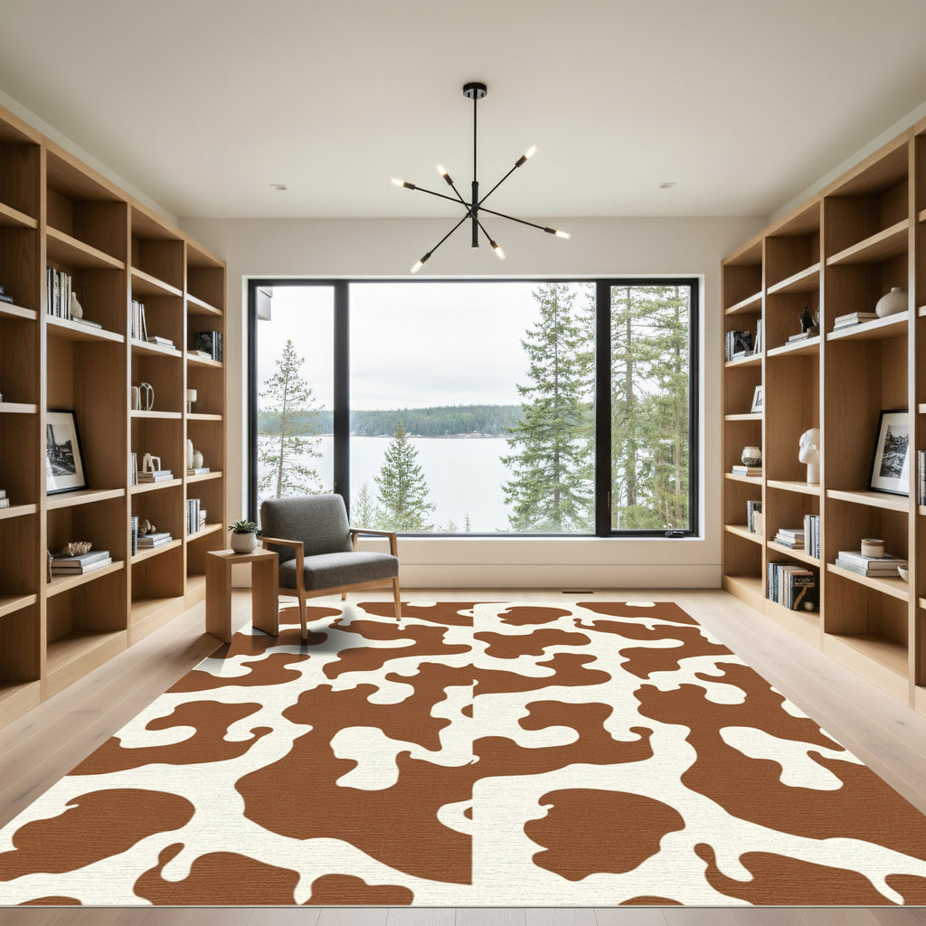 Brown White Organic Spots Rug
