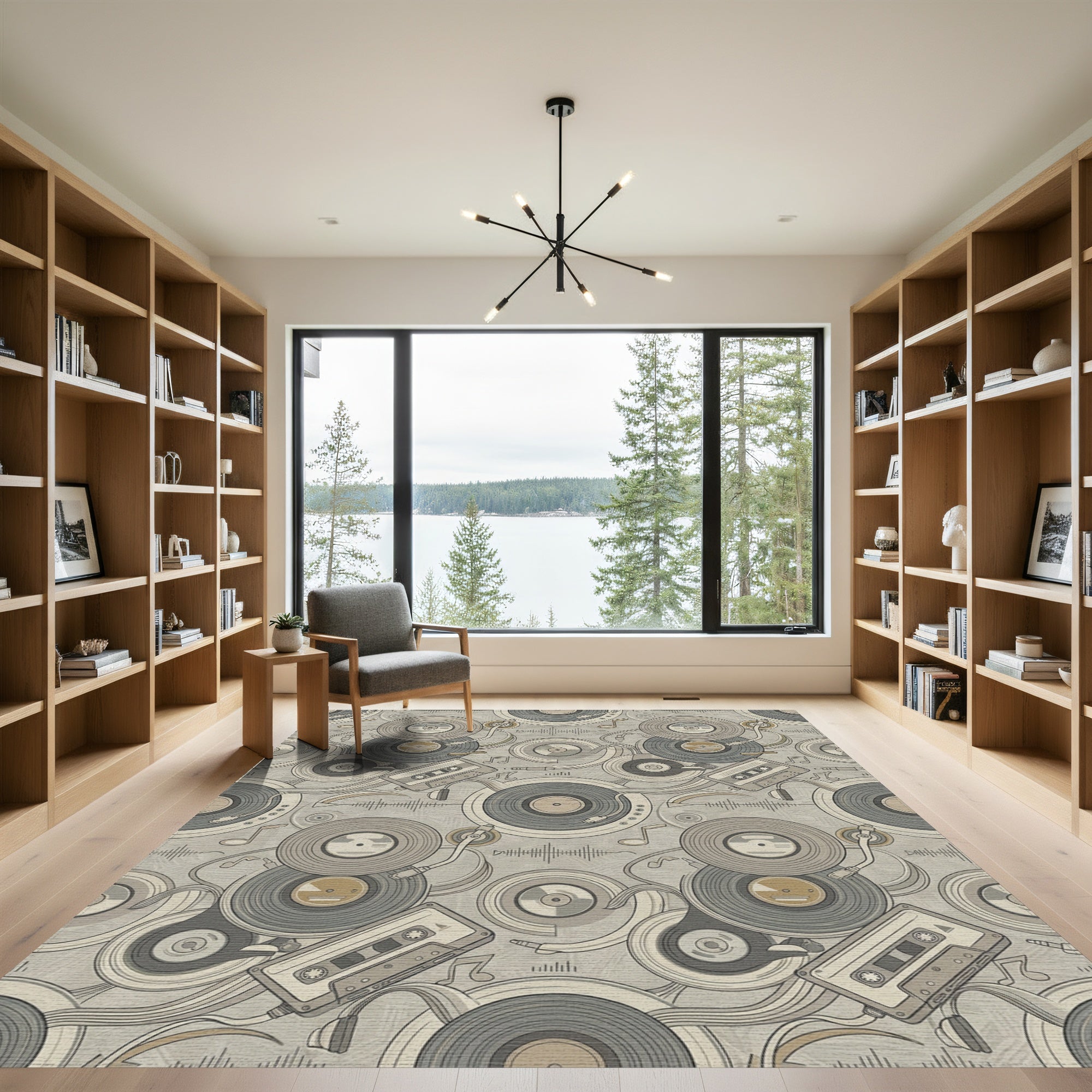 Vintage Vinyl Record Cassette Collage Rug