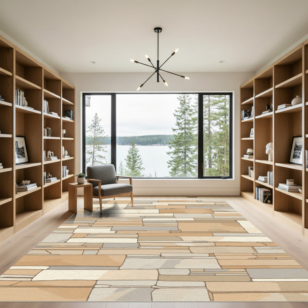 Natural Stone Stacked Rectangular Rug