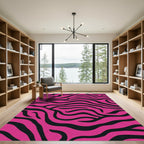 Hot Pink Black Zebra Stripe Rug