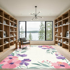 Pink Purple Floral Branch Accents Rug