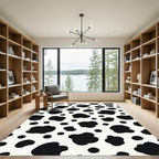 Black White Cow Spot Texture Rug