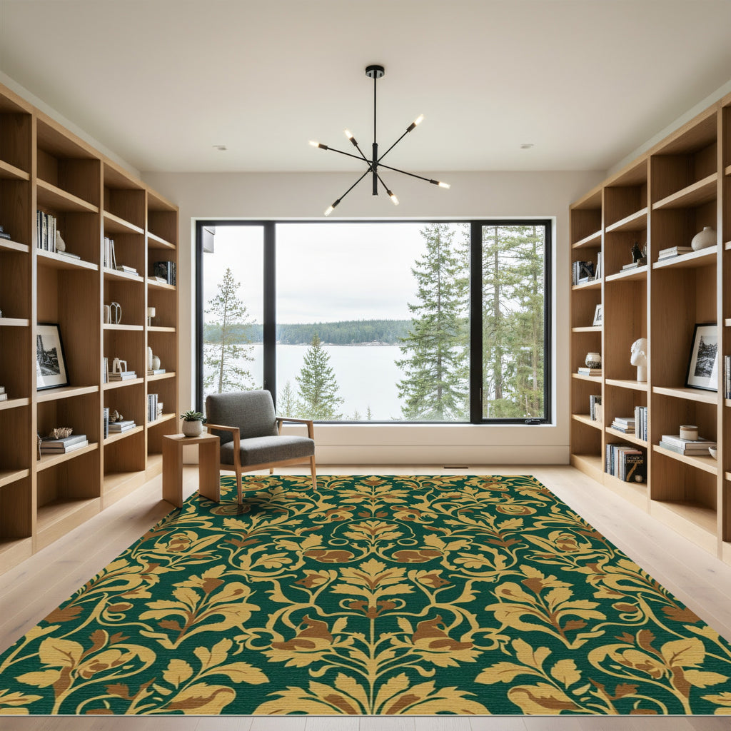 Emerald Gold Acanthus Animal Scroll Rug