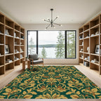 Emerald Gold Acanthus Animal Scroll Rug