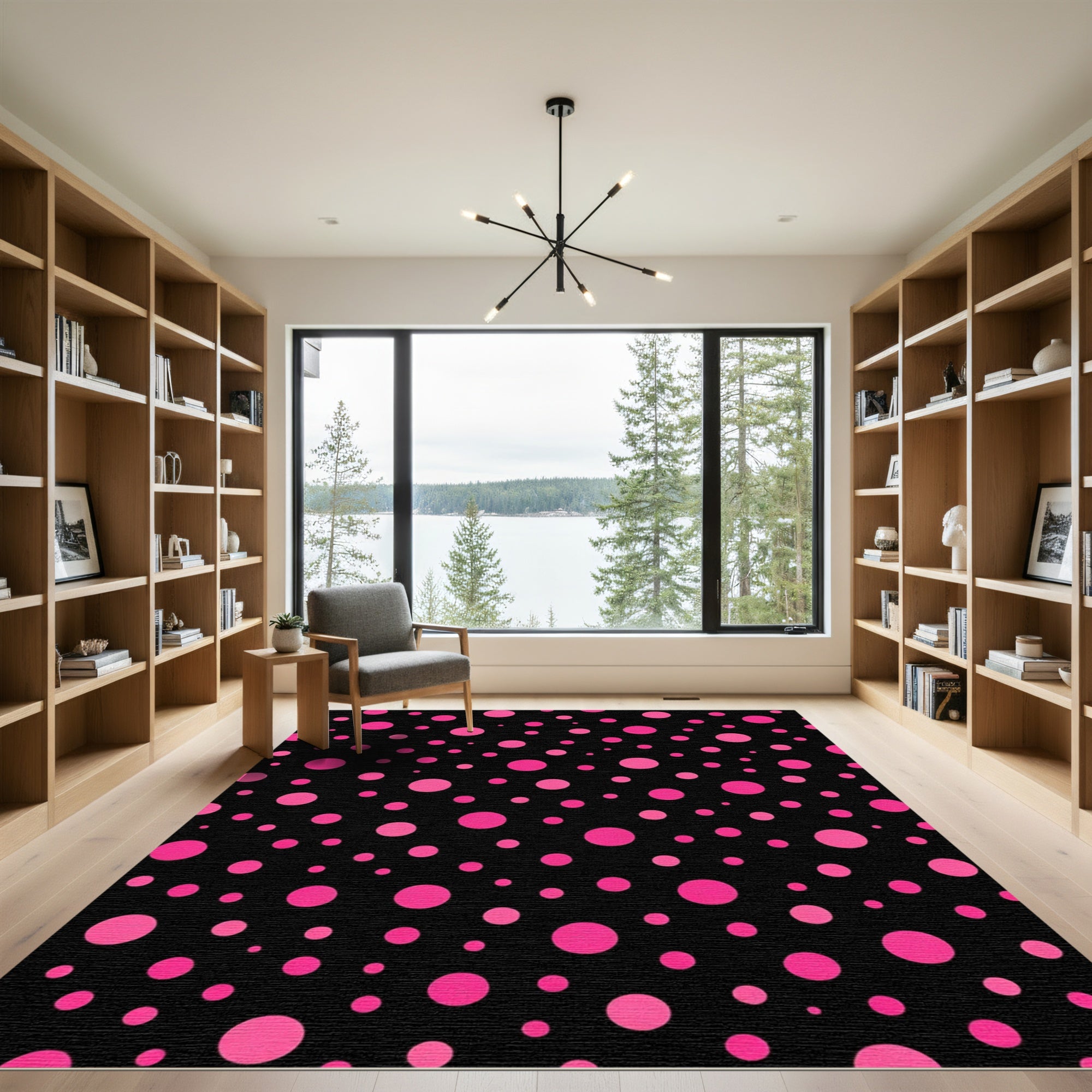 Hot Pink Polka Dot Scatter Rug