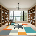 Gray Sea Turtle Geometric Arrangement Rug