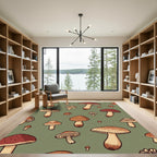 Whimsical Mushroom Forest Pattern With Warm Tones Rug