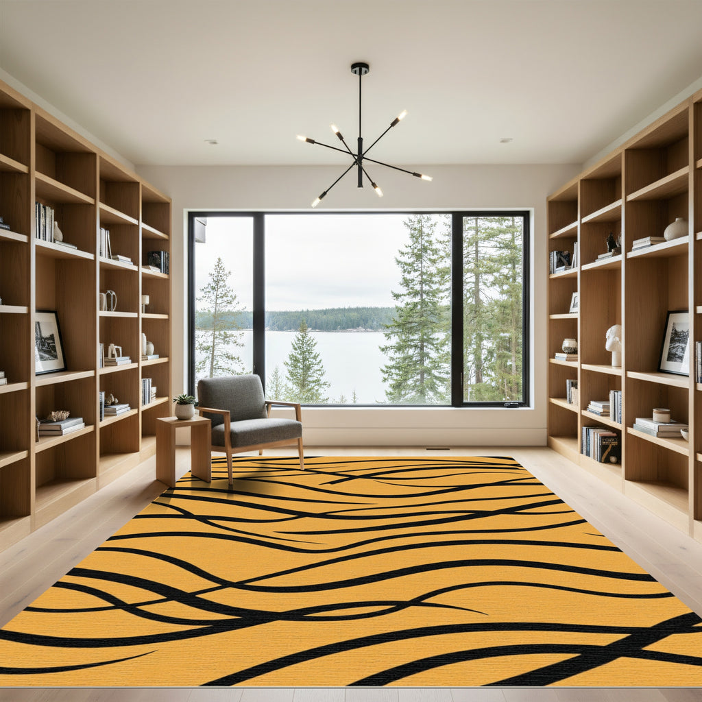 Bold Orange Black Tiger Stripes Rug