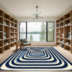 Retro Blue Striped Tunnel Rug