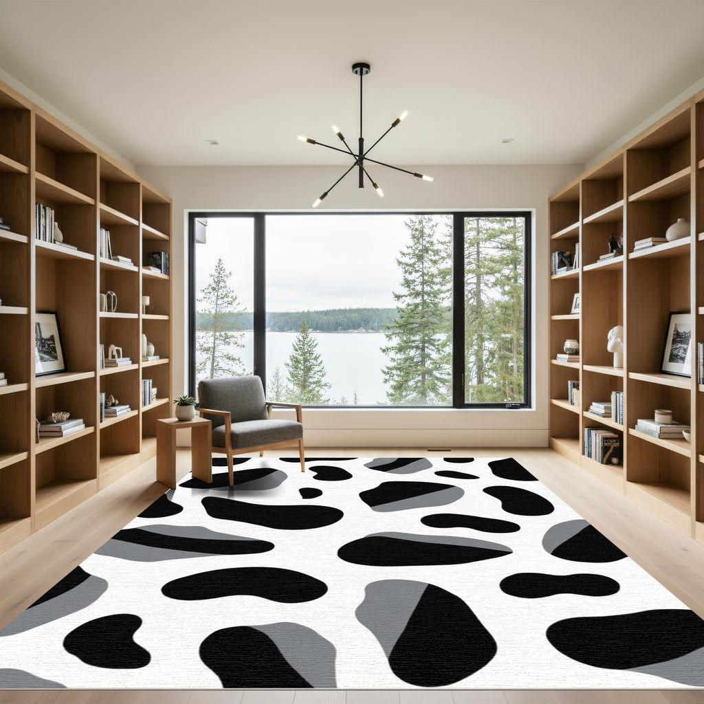 Black Gray Irregular Spots Rug