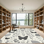 Monochrome Butterfly Botanical Garden Rug