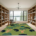 Forest Animals Deer And Bears Whimsical Woodland Rug