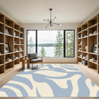 Soft Blue Cream Abstract Swirls Rug
