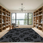 Dark Gray Abstract Swirls Rug