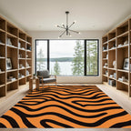 Bold Orange Black Tiger Stripes Rug