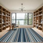 Navy Blue Multi Stripe Rug