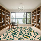 Deep Emerald Abstract Organic Shapes Rug