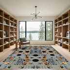 Geometric Circuit Board Inspired Rug