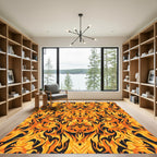 Fiery Amber Flames Mandala Rug