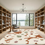 Earthy Abstract Leaf Branch Composition Rug