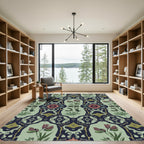 Dark Floral Insects Botanical Harmony Rug